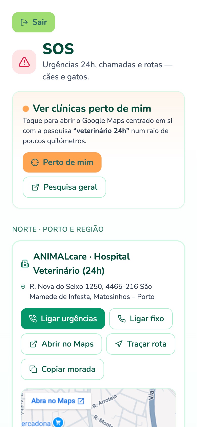 Clínica veterinária mais próxima na área online Patudo+